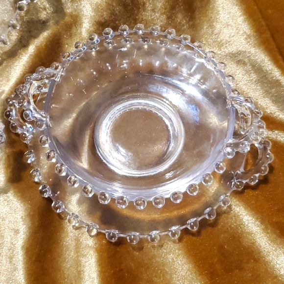 Vtg Imperial Candlewick Glass Handled Mayo/Sauce Serving Bowls Plates Sets (2) - Picture 8 of 13